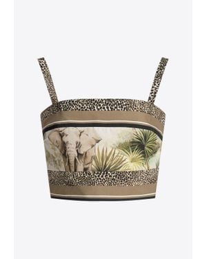 Elie Saab Savannah Print Cropped Top - Gray