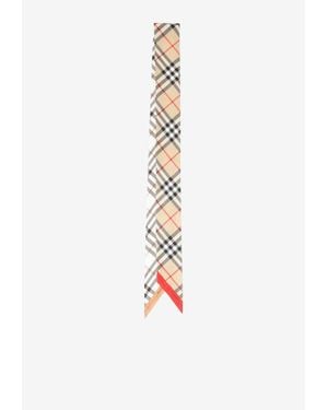 Burberry Check Silk Skinny Scarf - White
