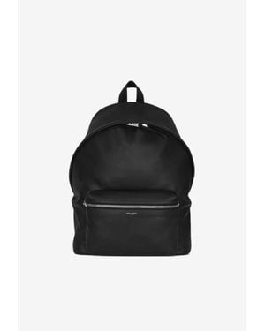 Saint Laurent City Matte Leather Backpack - Black