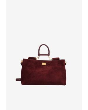 Dolce & Gabbana Medium Vittoria Suede Shoulder Bag - Red