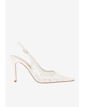 Gianvito Rossi Claudia 95 Floral Lace Slingback Pumps - White