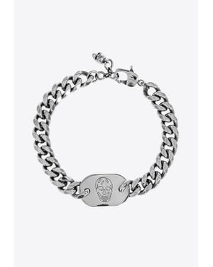 McQueen Brass Bracelet With Engraved-Skull - Metallic