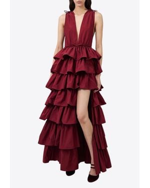 AKNVAS The Henriette Ruffle Dress - Red