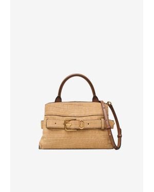 Marc Jacobs Small Dakota Croc-Embossed Suede Top Handle Bag - Metallic