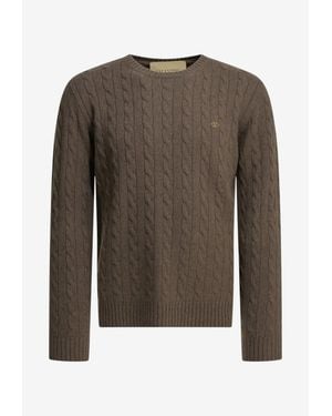 Valentino Vlogo Cable Knit Cashmere Sweater - Brown