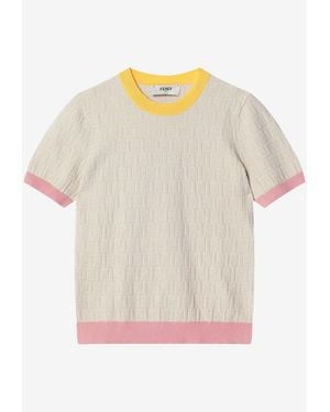 Fendi Ff Jacquard Knit T-Shirt - Natural