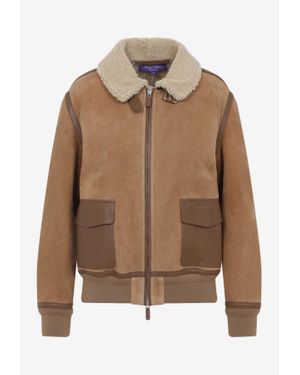 Ralph Lauren Suede Shearling-Collar Jacket - Brown