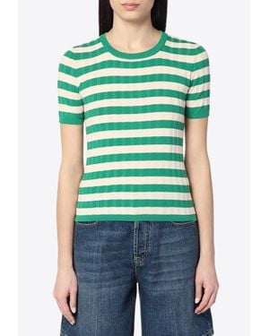 Roberto Collina Striped Knit Top - Green