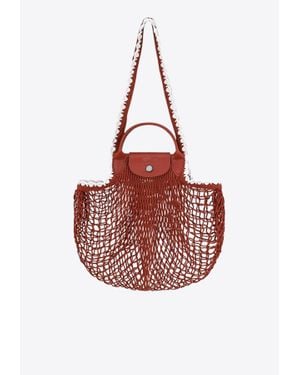 Longchamp Large La Pliage Mesh Handbag - Red