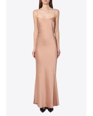 ANDAMANE Ninfea Draped Satin Maxi Dress - Natural