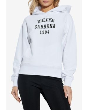 Dolce & Gabbana Logo Embroidered Hooded Sweatshirt - White