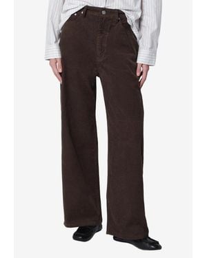 DUNST Wide-Leg Corduroy Pants - Brown