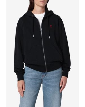 Ami Paris Ami De Coeur Zip-Up Hoodie - Black