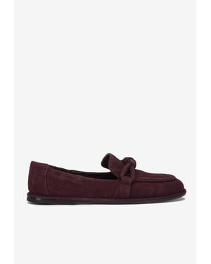 Pomme D'or Mia Braided Suede Loafers - Brown