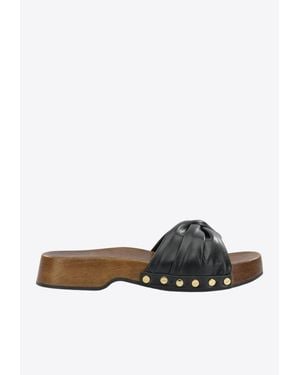 Ganni Studded Knotted Slides - White