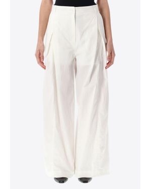 Low Classic Wide-Leg Tuck Pants - White