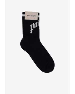 Palm Angels Curved Logo Knit Socks - Black