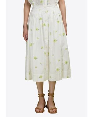 LOVE Binetti Carla Floral Midi Skirt - Natural