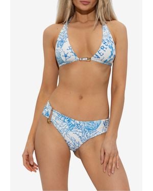Versace Underwater Barocco Print Bikini Bottom - Blue