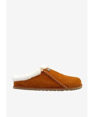 Birkenstock Zermatt Shearling Suede Slippers - Brown