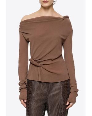 Paris Georgia Basics Croissant Long-Sleeved Ruched Top - Brown