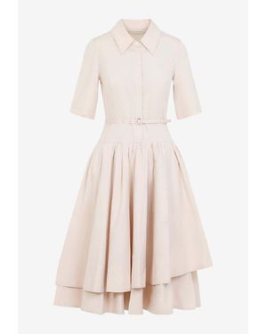 Co. Belted Midi Poplin Dress - Pink