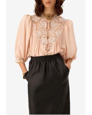 Chloé Fluid Puff-Sleeved Crepe De Chine Blouse - Black