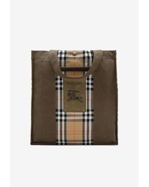 Burberry Trench Check Canvas Tote Bag - Green