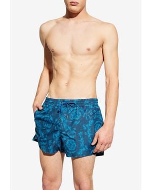 Versace Barocco Print Swim Shorts - Blue