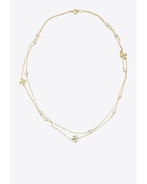 Tory Burch Logo-Pendant Necklace - White