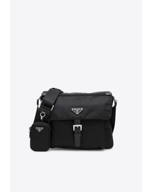 Prada Triangle Logo Re-Nylon Crossbody Bag - Black