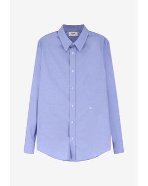 Celine Embroidered Logo Shirt - Blue