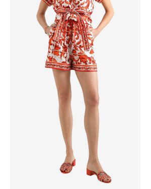 Dolce & Gabbana Majolica Print Silk Mini Shorts - Red