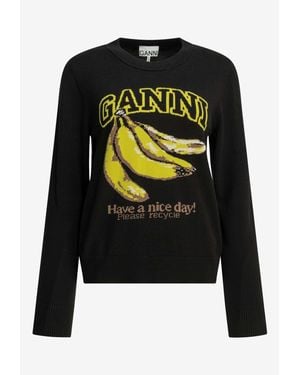Ganni Banana Crewneck Sweater - Black