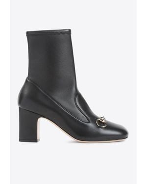 Gucci 75 Horsebit Leather Boots - Black
