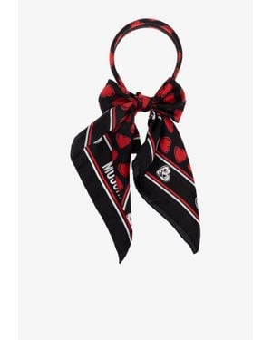 Moschino Heart Logo Print Silk Headband - Red