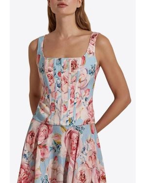 Dahlia Bianca Maxine Bustier Floral Top - Red