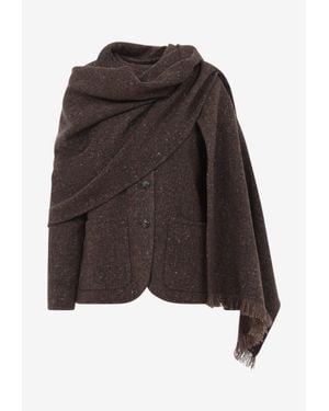 Ralph Lauren Fringe-Trimmed Cardigan With Scarf - Brown