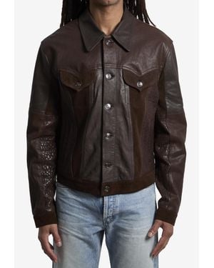 Versace Leather Slim Jacket - Black