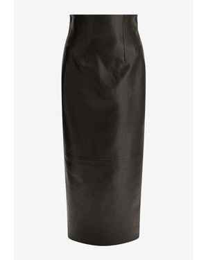 KHAITE Loxley Leather Maxi Pencil Skirt - Black