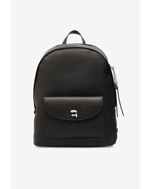KARL LAGERFELD Ikon Pebbled Leather Backpack - Black