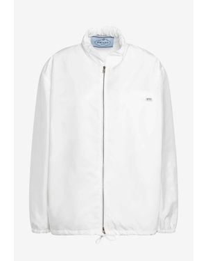 Prada Logo Patch Zip-Up Jacket - White