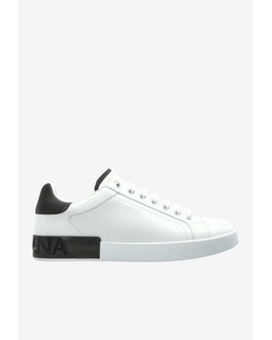 Dolce & Gabbana Portofino Leather Sneakers - White