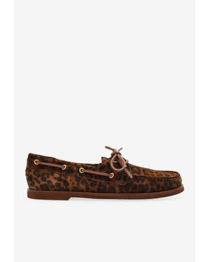 Gianvito Rossi Vandee Leopard Print Suede Loafers - Brown