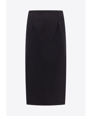 Valentino Grisaille Wool Midi Straight Skirt - Black