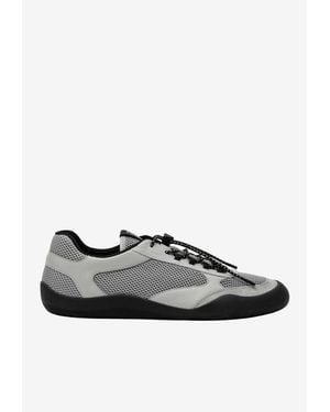 Prada Speedrock Leather And Mesh Sneakers - Gray