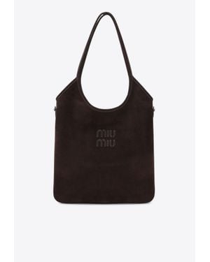 Miu Miu Ivy Suede Tote Bag - Black