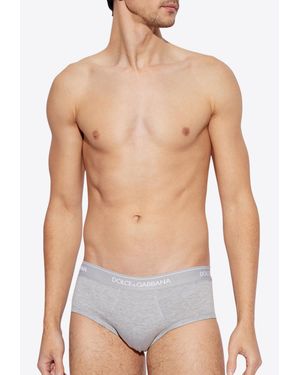 Dolce & Gabbana Logo Waistband Briefs - Blue