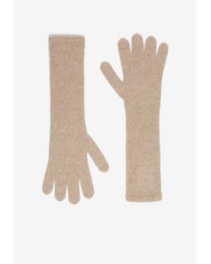 Max Mara Jock Ribbed Embroidered Gloves - White