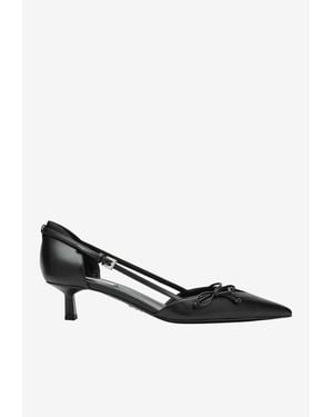 Prada 45 Side-Open Leather Pumps - White